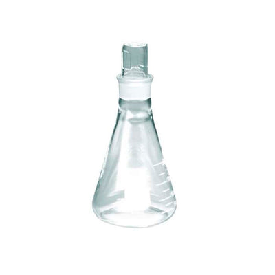 10753. MATRAZ ERLENMEYER DE VIDRIO 125ML BOCA ANGOSTA C/TAPON ESMERILADO - PYREX