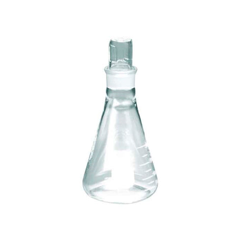 10753. MATRAZ ERLENMEYER DE VIDRIO 125ML BOCA ANGOSTA C/TAPON ESMERILADO - PYREX