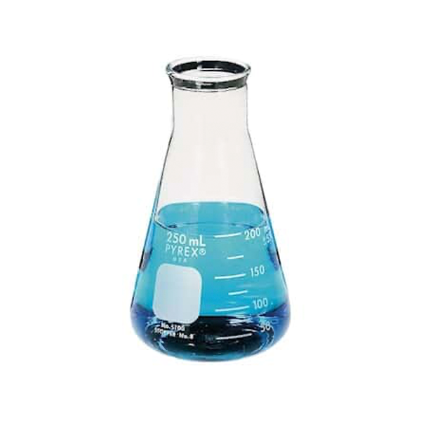 2895. MATRAZ ERLENMEYER DE VIDRIO 125ML BOCA ANCHA REFORZADO PYREX