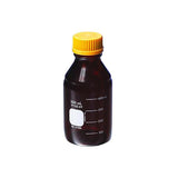 1318. FRASCO VIDRIO AMBAR 25ML P/MEDIO DE CULTIVO, GRADUADO BAJO ACTINICO C/TAPON DE ROSCA NARANJA - PYREX