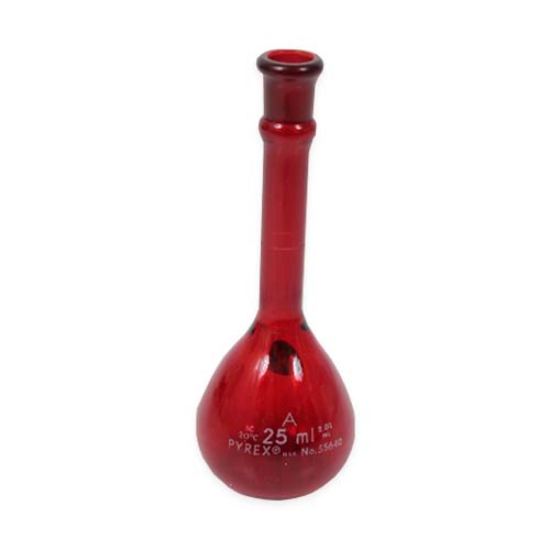 12737.MATRAZ VOLUMETRICO DE VIDRIO 25ML CLASE A BAJO ACTINICO C/TAPON ESMERILADO - PYREX
