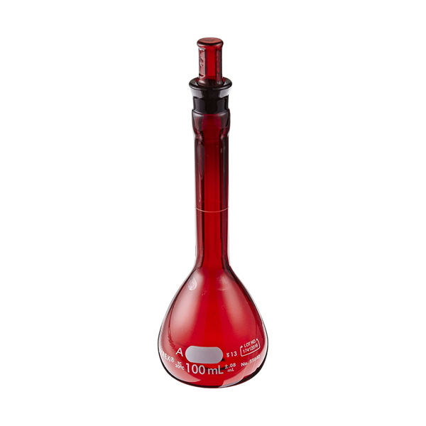 2693. MATRAZ VOLUMETRICO DE VIDRIO 50ML CLASE A BAJO ACTINICO C/TAPON ESMERILADO - PYREX