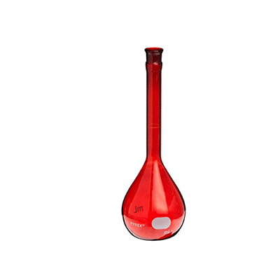 3458. MATRAZ VOLUMETRICO DE VIDRIO 50ML CLASE A CERTIFICADO/SERIALIZADO BAJO ACTINICO - PYREX