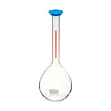 15267. MATRAZ VOLUMETRICO DE VIDRIO 500ML CLASE A LINEA ROJA C/TAPON DE PLASTICO SNAP-CAP - PYREX