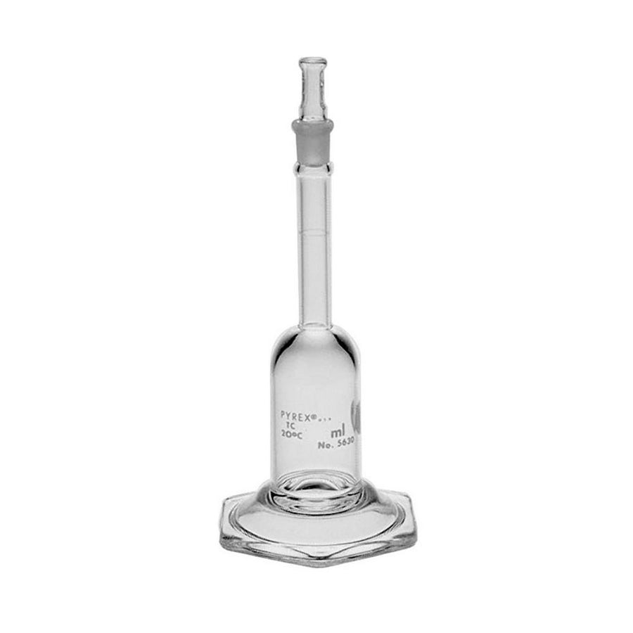 1296. MATRAZ VOLUMETRICO DE VIDRIO CLASE A MICRO 2ML CERTIFICADO/SERIALIZADO C/TAPON ESMERILADO BASE HEXAGONAL - PYREX