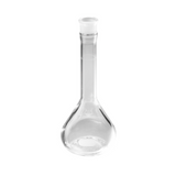 2654. MATRAZ VOLUMETRICO DE VIDRIO 200ML CLASE A BOCA ANCHA PARED GRUESA C/TAPON ESMERILADO PYREX