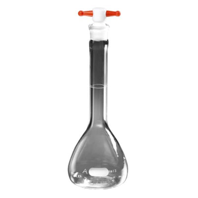 1272. MATRAZ VOLUMETRICO DE VIDRIO CLASE A 25ML C/TAPON DE TEFLON - PYREX