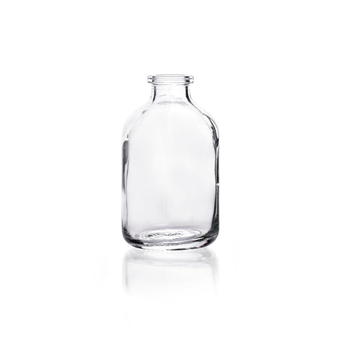 11604. FRASCO DE VIDRIO CLARO 200ML REDONDO P/SUERO, DISEÑADO P/SELLO DE ALUMINIO ENGARZADO (NO INCLUIDO) PAQUETE C/2 PIEZAS - KIMAX