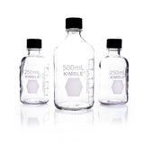 26926. FRASCO DE VIDRIO CLARO 500ML DE MEDIOS/ALMACENAMIENTO, GRADUADO, BOCA ANCHA C/TAPA ROSCADA Y REVESTIMIENTO DE CAUCHO KIMAX