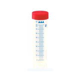 21341. TUBO ROSCADO DE POLIPROPILENO 50ML FONDO CONICO C/FALDON ESTERIL C/TAPON ROJO 115X28MM PAQUETE C/25 PIEZAS - SARSTEDT