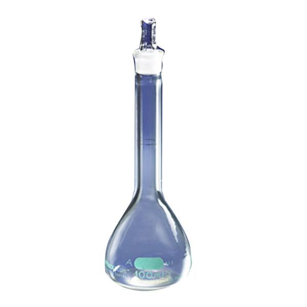 1248. MATRAZ VOLUMETRICO DE VIDRIO 100ML CLASE A, TAPON ESMERILADO CUBIERTA PROTECTORA DE PVC - PYREXPLUS