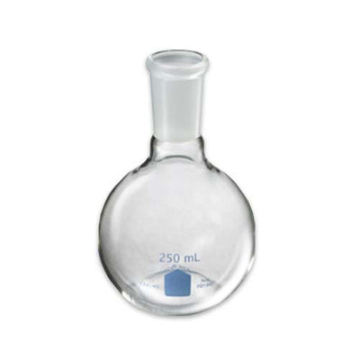 15296. MATRAZ EBULLICION DE VIDRIO 1LT FONDO PLANO CUELLO CORTO UNION 24/40 - PYREX