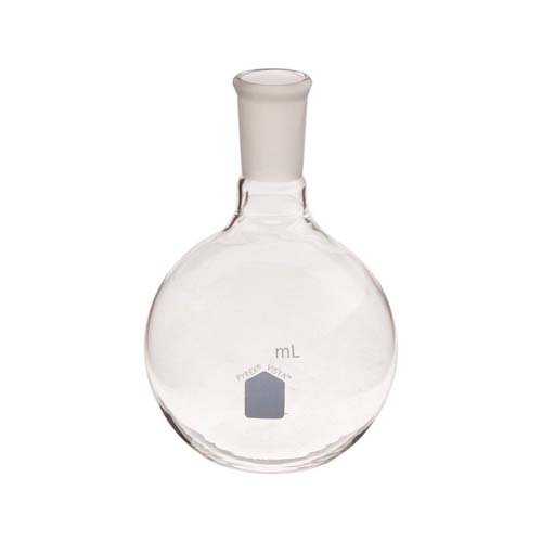 15295. MATRAZ DE EBULLICION DE VIDRIO 500ML FONDO PLANO CUELLO CORTO UNION 24/40 - PYREX