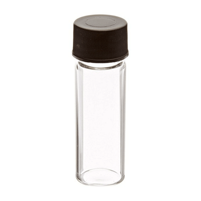 26115. VIAL VIDRIO CLARO 8ML (2 DRAM) 17X60MM C/TAPA DE POLIPROPILENO NEGRO 15-425MM Y SEPTA TEFLON/F217 C/100 FINNERAN