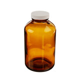 3223. FRASCO VIDRIO AMBAR 950ML BOCA ANCHA C/TAPA BLANCA DE PP Y LINER DE PTFE PAQUETE C/3 PIEZAS - FINNERAN