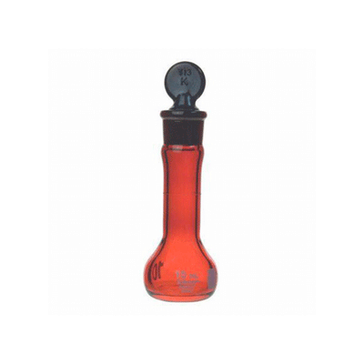 24691. MATRAZ VOLUMETRICO DE VIDRIO 10ML CLASE A RAY-SORB AMBAR PARED REFORZADA, C/TAPON DE VIDRIO P/MUESTRAS SENSIBLES A LA LUZ KIMBLE