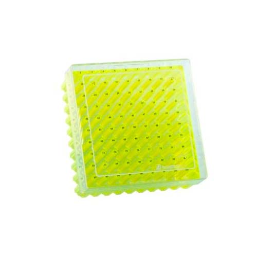 16753. CAJA DE ALMACENAMIENTO P/100 CRIOVIALES 10X10 DE POLICARBONATO COLOR AMARILLO PAQUETE C/5 PIEZAS - SARSTEDT
