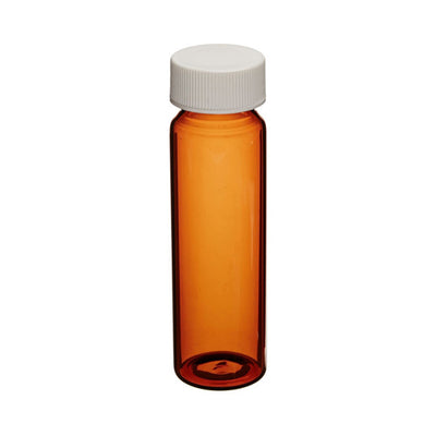 4846. VIAL VIDRIO AMBAR 40ML TAPA 24-400MM DE PP SOLIDO LINER PTFE PRELIMPIO Y CERTIFICADO, CLASE 3 C/100 - FINNERAN