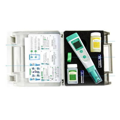2306. MEDIDOR MULTIPARAMETRICO DE BOLSILLO PH/TEMPERATURA RANGOS: 0-14.0 PH, 0-50°C, RESOLUCION 0.1PH; 0.1°C, MOD. PH20 VALUE, KIT INCLUYE 4 BATERIAS Y SOLUCIONES BUFFER 4, BUFFER 7 Y ESTUCHE APERA INSTRUMENTS