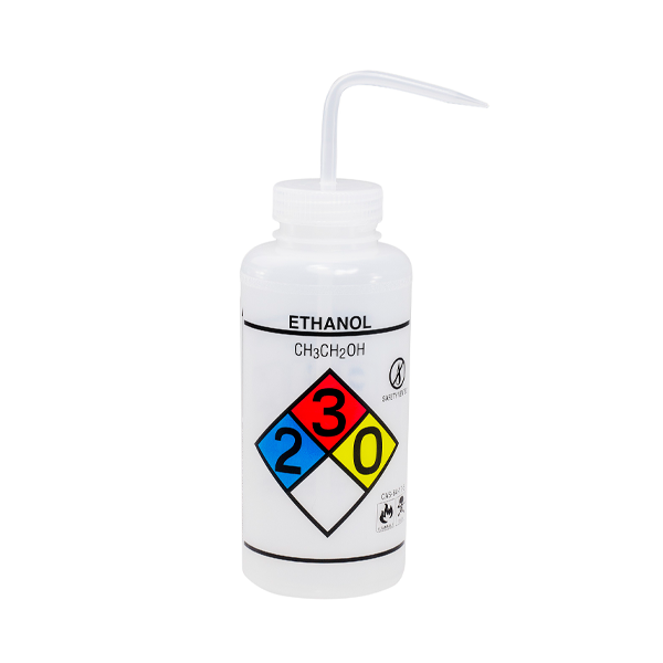 3136. PIZETA (FRASCO LAVADOR) 500ML ETANOL, BOCA ANCHA SALIDA SUPERIOR, LDPE BEL-ART