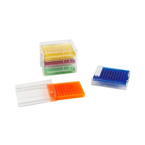 13432.GRADILLA P/96 POZOS P/ALMACENAR PLACA PCR, DE PLASTICO COLORES SURTIDOS C/5 - HEATHROW