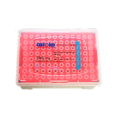 21062. PUNTAS 10UL CLARAS C/FILTRO UNIVERSAL ESTERIL DE BAJA RETENCION RACK C/960 PIEZAS OXFORD LAB PRODUCTS