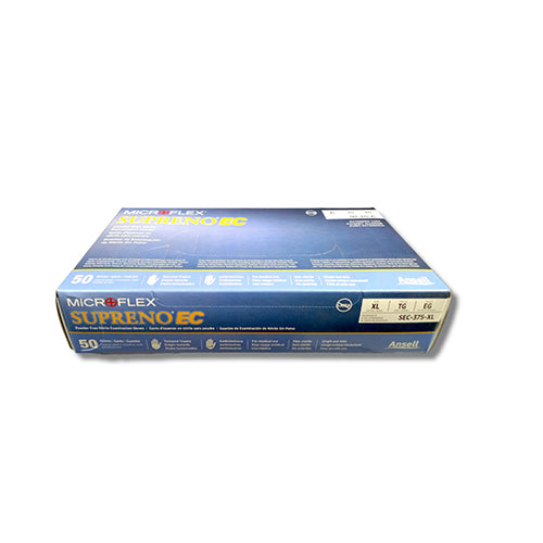 11049. GUANTES DE NITRILO AZUL SIN POLVO, PUÑO EXTENDIDO, DEDOS TEXTURIZADOS SUPRENO EC TALLA EXTRAGRANDE PAQUETE C/50 PIEZAS - MICROFLEX