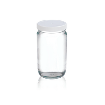 17637. TARRO DE VIDRIO CLARO 1LT C/TAPON FENOLICO NEGRO DE POLIPROPILENO Y REVESTIMIENTO DE PVC PAQUETE C/2 PIEZAS - WHEATON