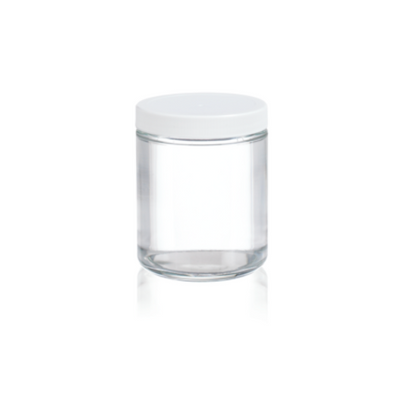 17636. TARRO DE VIDRIO CLARO 125ML C/TAPA DE POLIPROPILENO BLANCO Y REVESTIMIENTO DE TEFLON PAQUETE C/3 PIEZAS - WHEATON