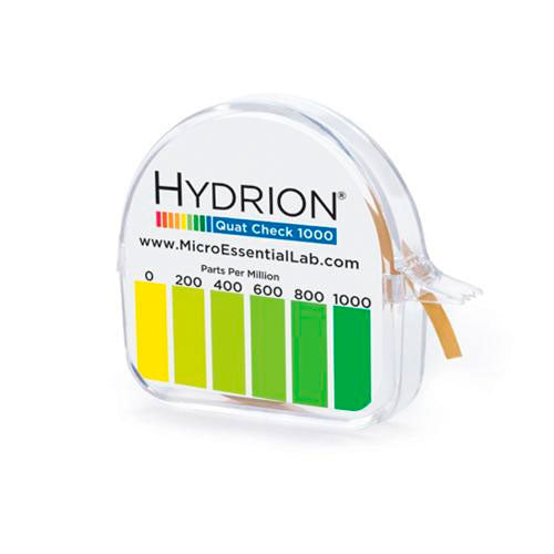 27893. PAPEL DE PRUEBA P/DETERMINAR CONCENTRACION DE DESINFECTANTES CUATERNARIOS 0-1000PPM C/10, QC-1001 HYDRION