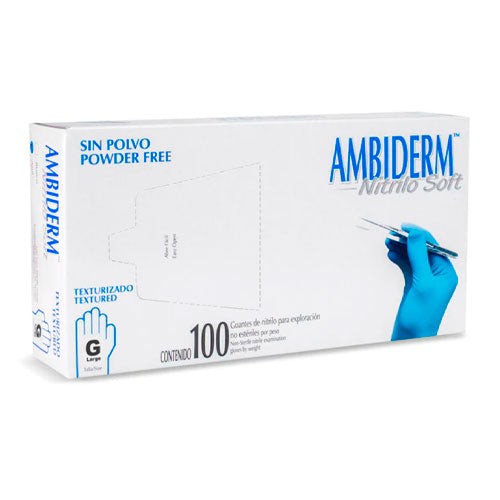 51845. GUANTES DE NITRILO AZUL ROYAL TALLA GRANDE C/100 - AMBIDERM