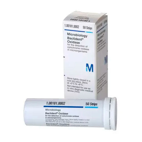 50462. OXIDASA P/DETECCION DE CITOCROMO OXIDASA EN MICROORGANISMOS BACTIDENT C/50 TIRAS - MERCK