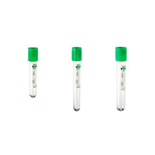 11977. TUBO DE PLASTICO TAPON COLOR VERDE, 6ML, P/TOMA DE MUESTRA SANGUINEA 13X100MM C/HEPARINA DE LITIO PAQUETE C/100 PIEZAS VACUTEST KIMA-REGISTRO SANITARIO 1752R2018 SSA