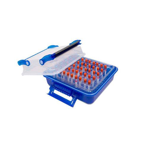 52125. CAJA P/TRANSPORTE DE MUESTRAS COLOR AZUL C/TAPA TRANSPARENTE AL ...