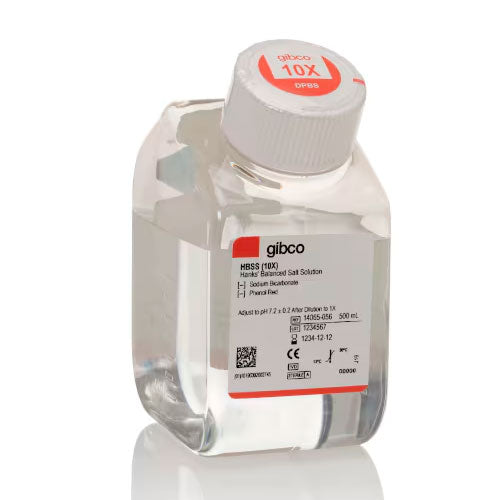 30961. HBSS (10X) CALCIO, MAGNESIO SIN ROJO FENOL 500ML GIBCO