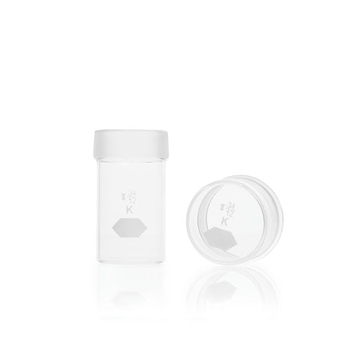 24073. FRASCO DE VIDRIO 45ML CILINDRICO PESAFILTROS FORMA ALTA C/TAPON DE DE VIDRIO CAMPANA 40X50MM  KIMAX