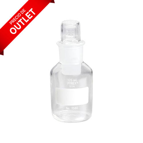 1377. FRASCO VIDRIO CLARO 125ML P/REACTIVO BOCA ANCHA TAPON ESMERILADO - PYREX