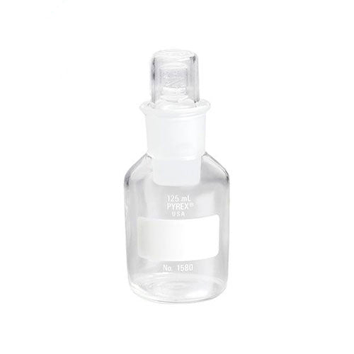 1377. FRASCO VIDRIO CLARO 125ML P/REACTIVO BOCA ANCHA TAPON ESMERILADO - PYREX