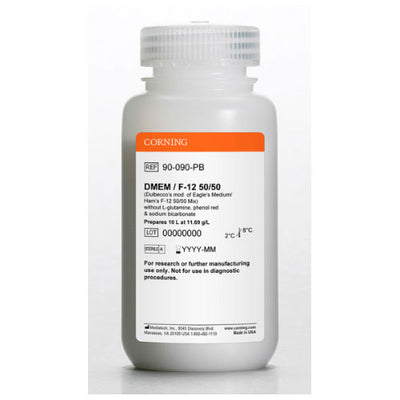 30349. DMEM (DULBECCO'S MODIFIED EAGLE MEDIUM) MEZCLA HAMS F-12 50/50 CAJA C/6 FRASCOS DE 500ML CORNING