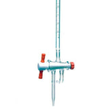 1882. BURETA DE VIDRIO 100ML CLASE A 3 VIAS CERO AUTOMATICA SERIALIZADA/CERTIFICADA C/LLAVE DE TEFLON KIMAX