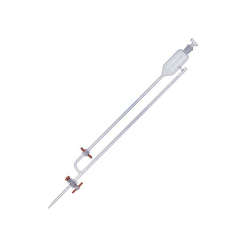 23347. BURETA DE VIDRIO 5ML CLASE A C/LLAVE DE TEFLON ORIFICIO RECTO Y TUBO DE LLENADO LATERAL KIMAX