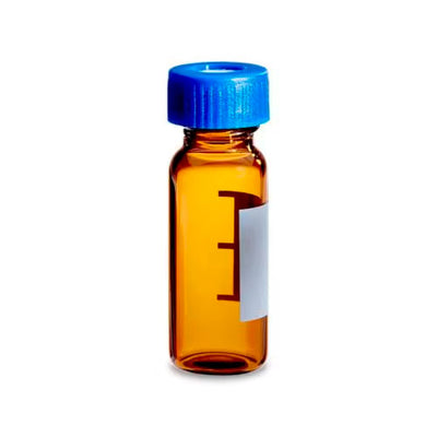 50188. VIAL DE VIDRIO ÁMBAR CERTIFICADO PARA LCGC CON CUELLO DE ROSCA, CON TAPA Y SEPTA DE PTFE/SILICONA PRE-CORTADO - WATERS