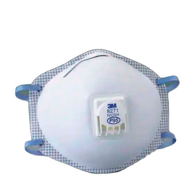 24251. RESPIRADOR DESECHABLE P95 MOD. 8271 C/BANDAS ELASTICAS TIPO RESORTE ENGRAPADAS AL RESPIRADOR, VALVULA COOL FLOW C/SELLO FACIAL C/10, 7000002047 3M