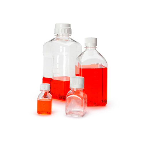 52414. FRASCO PETG 60ML TRANSPARENTE CUADRADO ESTERIL BOCA ANCHA C/TAPON DE ROSCA HDPE C/3 - NALGENE