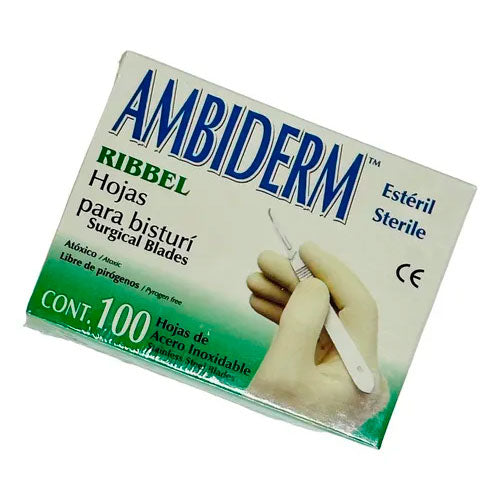 51981. HOJA P/BISTURI ACERO INOXIDABLE #21 C/100 - AMBIDERM