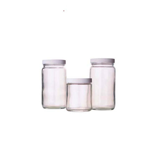 17474. FRASCO VIDRIO CLARO 473ML BOCA ANCHA C/TAPA FENOLICA NEGRA -  WHEATON