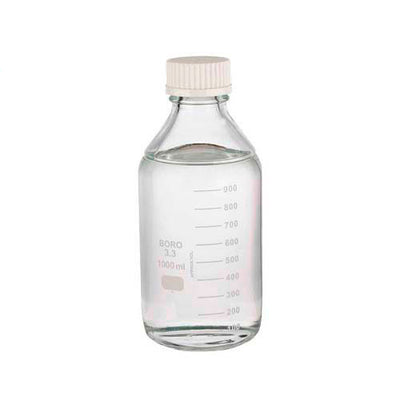 17436. FRASCO VIDRIO CLARO 1LT BOCA ANCHA  GRADUADO C/TAPA DE POLIPROPILENO BLANCA - WHEATON