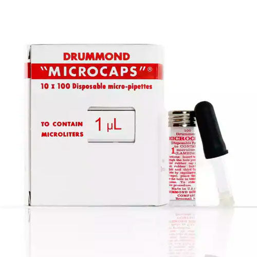 52115. MICROCAPSULA DE LONGITUD CORTA 1UL C/PERILLA DE GOMA C/100, 1000001064 - DRUMMOND