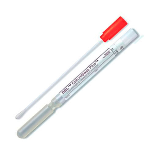 23217. HISOPOS CULTURE SWAB PLUS AGAR CARY-BLAIR ESTERIL C/TAPA ROJA, LARGO 5-1/4PULG C/50 BBL