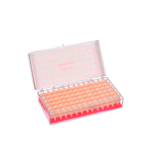 17340. CAJA DE ALMACENAMIENTO P/60 VIALES 2-4ML C/TAPA Y BISAGRAS, POLIESTIRENO TRANSPARENTE - WHEATON